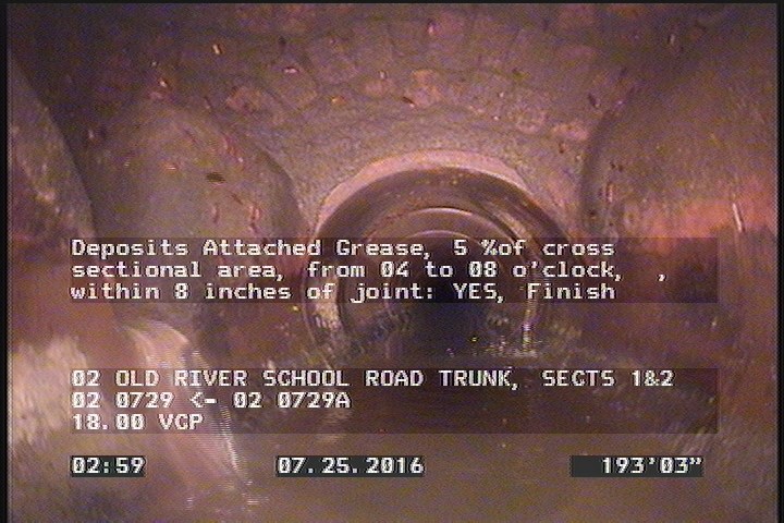 Deposits Attached Grease, 5 %of cross sectional area, from 04 to 08 o'clock, , within 8 inches of joint: YES, Finish