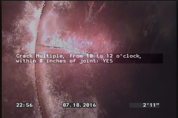 Crack Multiple, from 10 to 12 o'clock, within 8 inches of joint: YES