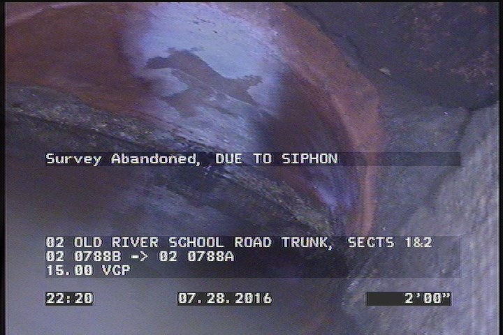 Survey Abandoned - DUE TO SIPHON