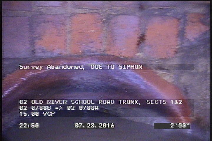 Survey Abandoned - DUE TO SIPHON