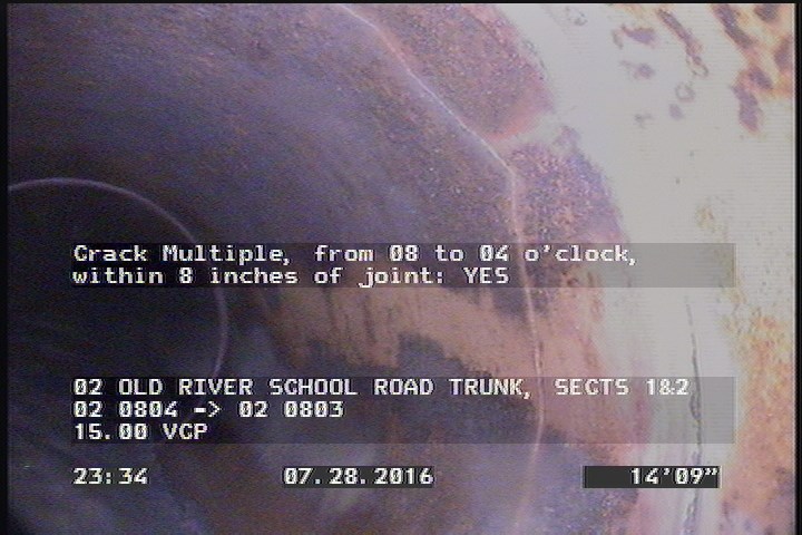 Crack Multiple, from 08 to 04 o'clock, within 8 inches of joint: YES