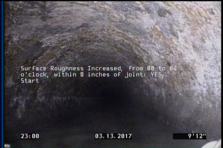 Surface Roughness Increased, from 08 to 04 o'clock, within 8 inches of joint: YES, Start