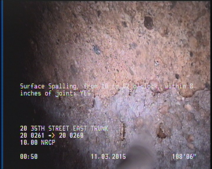 Surface Spalling, from 10 to 02 o'clock, within 8 inches of joint: YES