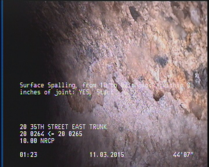 Surface Spalling, from 10 to 02 o'clock, within 8 inches of joint: YES, Start