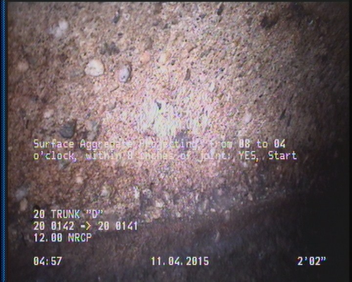 Surface Aggregate Projecting, from 08 to 04 o'clock, within 8 inches of joint: YES, Start