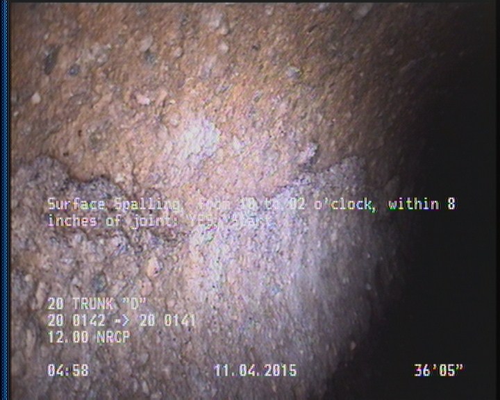 Surface Spalling, from 10 to 02 o'clock, within 8 inches of joint: YES, Start