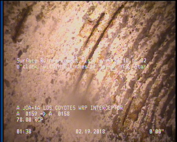 Surface Reinforcement Visible, from 10 to 02 o'clock, within 8 inches of joint: YES, Start