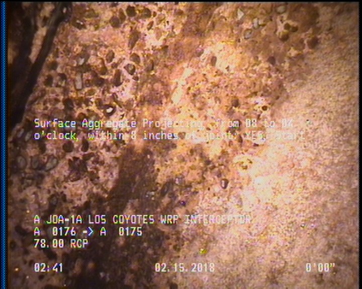 Surface Aggregate Projecting, from 08 to 04 o'clock, within 8 inches of joint: YES, Start