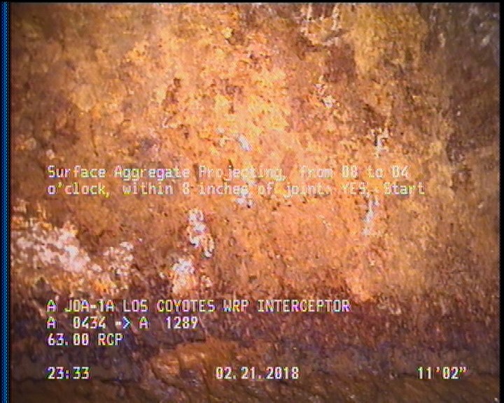 Surface Aggregate Projecting, from 08 to 04 o'clock, within 8 inches of joint: YES, Start