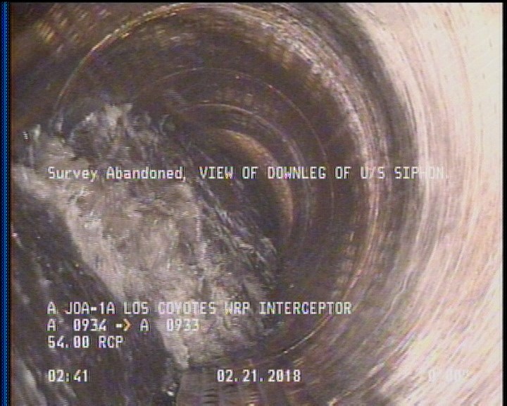 Survey Abandoned - VIEW OF DOWNLEG OF U/S SIPHON.
