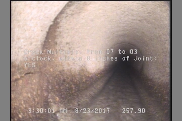 Crack Multiple, from 07 to 03 o'clock, within 8 inches of joint: YES