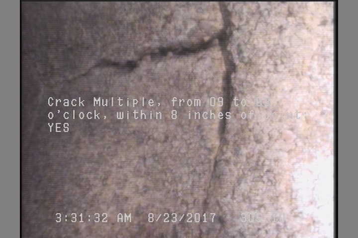 Crack Multiple, from 09 to 03 o'clock, within 8 inches of joint: YES