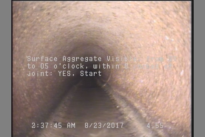 Surface Aggregate Visible, from 07 to 05 o'clock, within 8 inches of joint: YES, Start