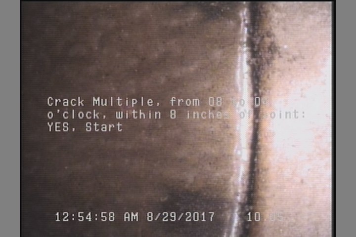 Crack Multiple, from 08 to 04 o'clock, within 8 inches of joint: YES, Start