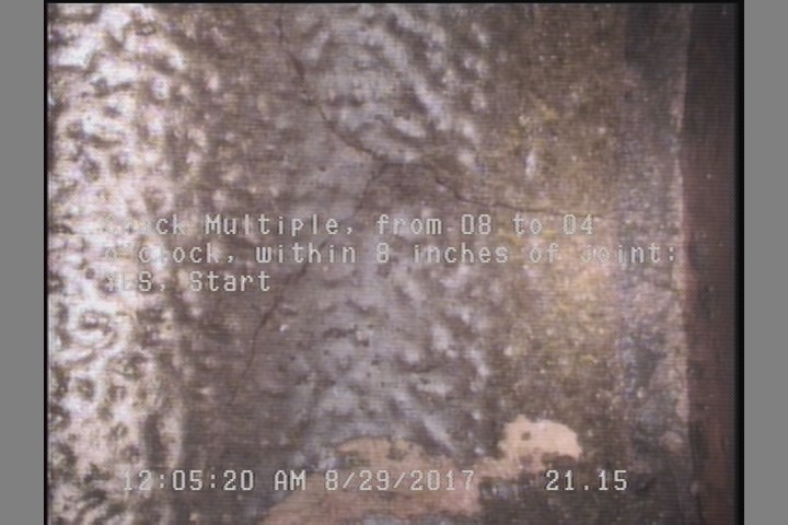 Crack Multiple, from 08 to 04 o'clock, within 8 inches of joint: YES, Start