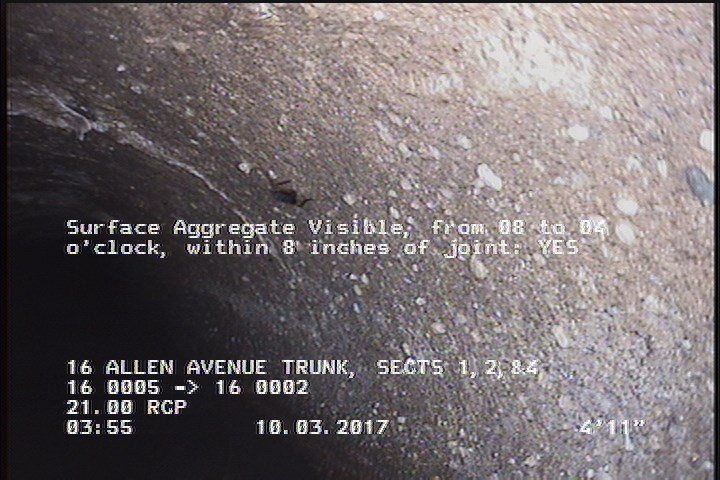 Surface Aggregate Visible, from 08 to 04 o'clock, within 8 inches of joint: YES, Start