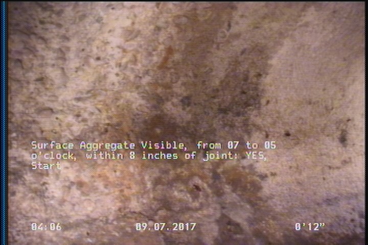 Surface Aggregate Visible, from 07 to 05 o'clock, within 8 inches of joint: YES, Start