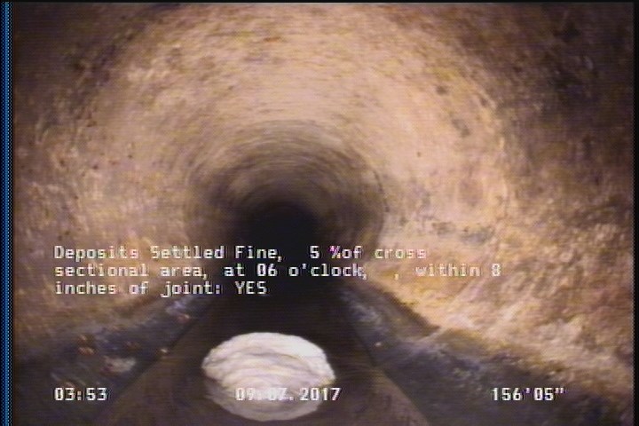 Deposits Settled Fine, 5 %of cross sectional area, at 06 o'clock, , within 8 inches of joint: YES
