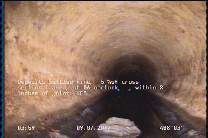 Deposits Settled Fine, 5 %of cross sectional area, at 06 o'clock, , within 8 inches of joint: YES
