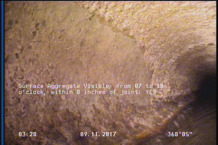 Surface Aggregate Visible, from 07 to 10 o'clock, within 8 inches of joint: YES
