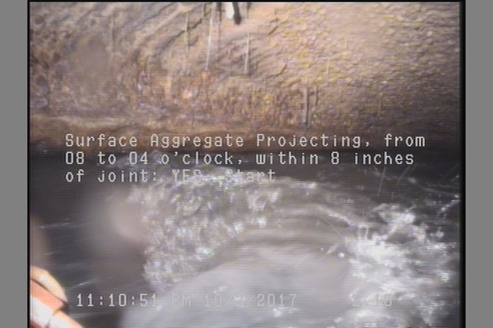 Surface Reinforcement Visible, from 09 to 03 o'clock, within 8 inches of joint: YES, Start