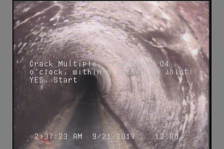 Crack Multiple, from 08 to 04 o'clock, within 8 inches of joint: YES, Start