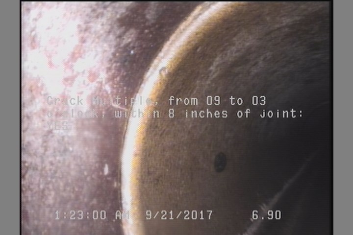 Crack Multiple, from 09 to 03 o'clock, within 8 inches of joint: YES