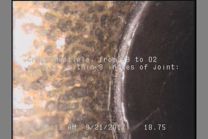 Crack Multiple, from 09 to 02 o'clock, within 8 inches of joint: YES