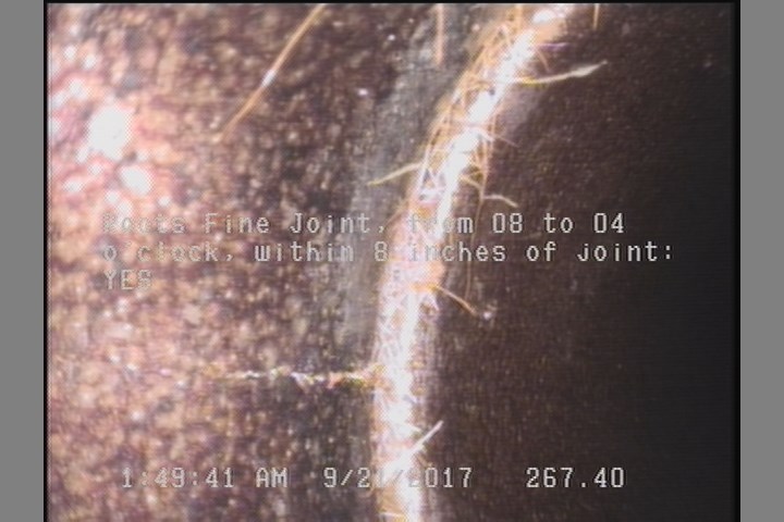 Roots Fine Joint, from 08 to 04 o'clock, within 8 inches of joint: YES