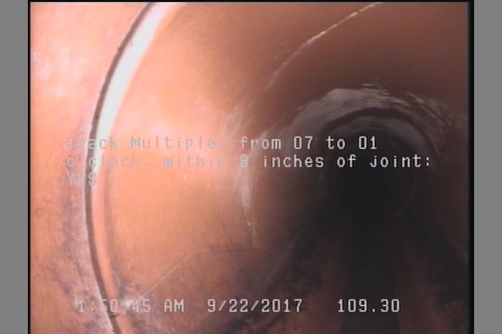 Crack Multiple, from 07 to 01 o'clock, within 8 inches of joint: YES