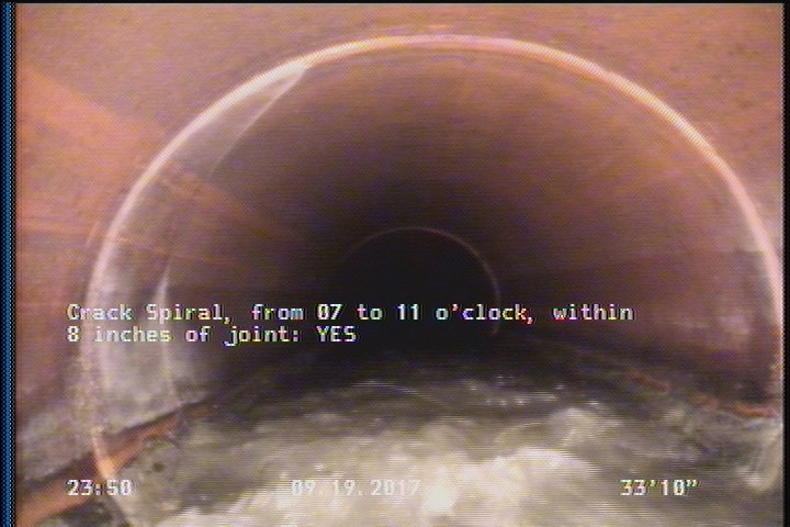 Crack Spiral, from 07 to 11 o'clock, within 8 inches of joint: YES