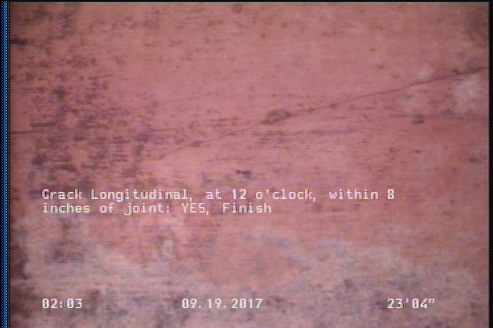 Crack Longitudinal, at 12 o'clock, within 8 inches of joint: YES, Finish