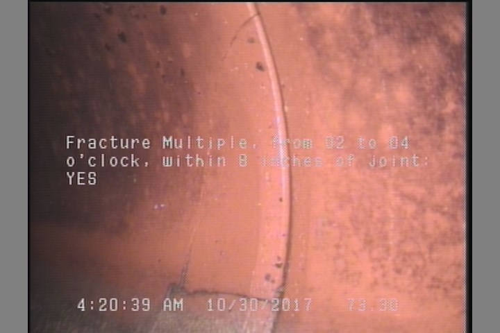 Fracture Multiple, from 02 to 04 o'clock, within 8 inches of joint: YES
