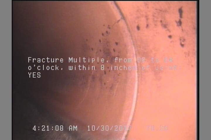 Fracture Multiple, from 08 to 04 o'clock, within 8 inches of joint: YES