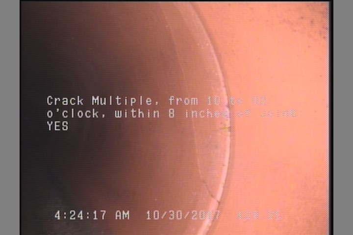 Crack Multiple, from 10 to 02 o'clock, within 8 inches of joint: YES