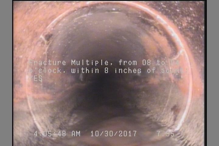 Fracture Multiple, from 08 to 04 o'clock, within 8 inches of joint: YES