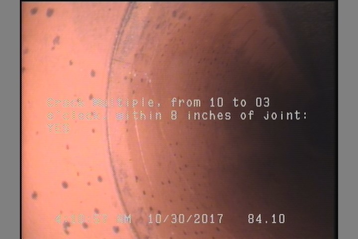 Crack Multiple, from 10 to 03 o'clock, within 8 inches of joint: YES