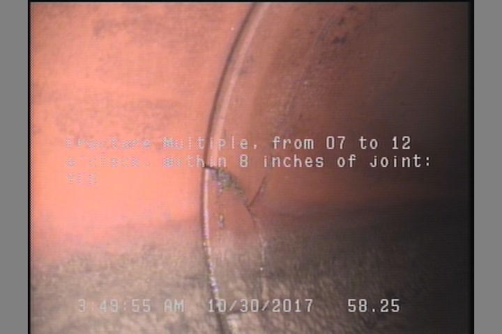 Fracture Multiple, from 07 to 12 o'clock, within 8 inches of joint: YES