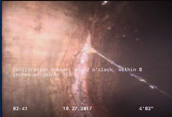 Infiltration Runner, at 12 o'clock, within 8 inches of joint: YES