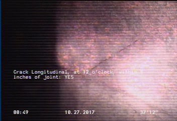 Crack Longitudinal, at 12 o'clock, within 8 inches of joint: YES