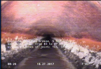 Deposits Attached Grease, 5 %of cross sectional area, from 03 to 09 o'clock, , within 8 inches of joint: YES, Start