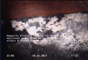 Deposits Attached Grease, 10 %of cross sectional area, from 04 to 08 o'clock, , within 8 inches of joint: YES, Start