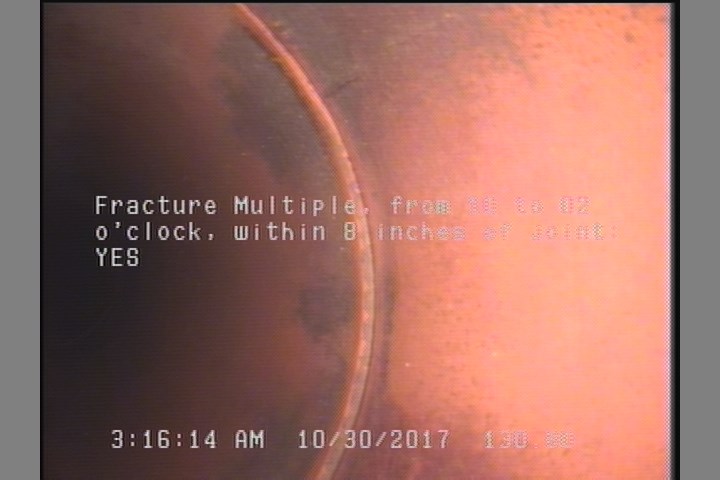Fracture Multiple, from 10 to 02 o'clock, within 8 inches of joint: YES