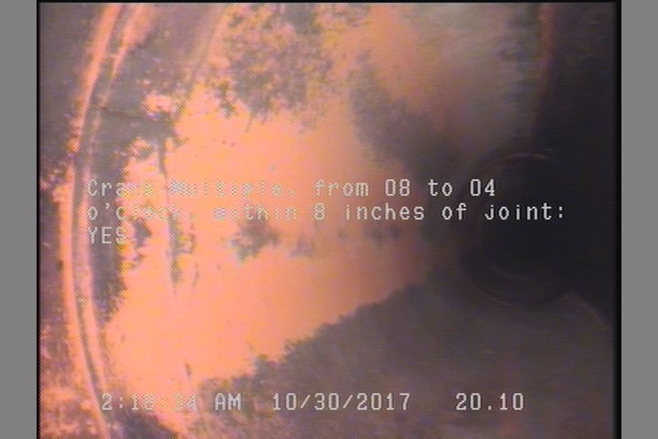 Crack Multiple, from 08 to 04 o'clock, within 8 inches of joint: YES