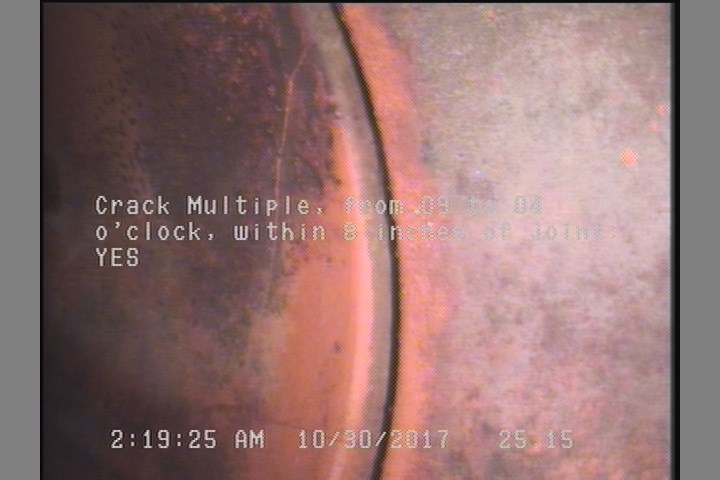 Crack Multiple, from 09 to 04 o'clock, within 8 inches of joint: YES