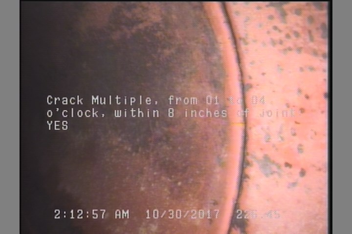 Crack Multiple, from 01 to 04 o'clock, within 8 inches of joint: YES