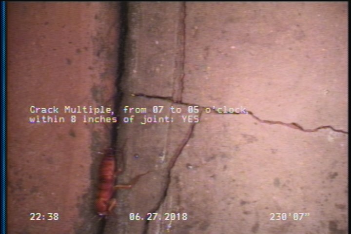 Crack Multiple, from 07 to 05 o'clock, within 8 inches of joint: YES