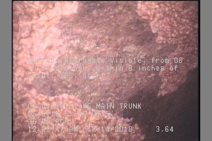 Surface Aggregate Visible, from 08 to 04 o'clock, within 8 inches of joint: YES, Start