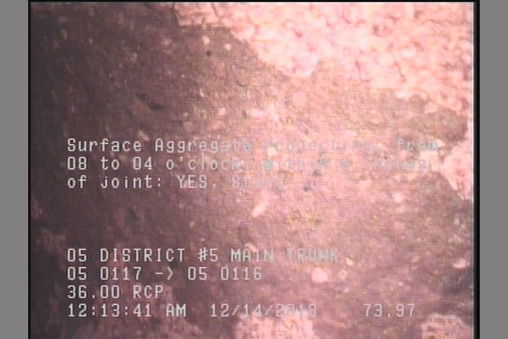 Surface Aggregate Projecting, from 08 to 04 o'clock, within 8 inches of joint: YES, Start