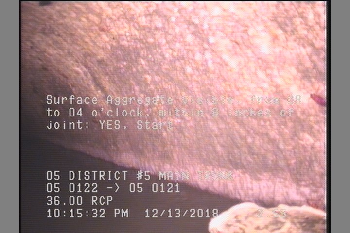 Surface Aggregate Visible, from 08 to 04 o'clock, within 8 inches of joint: YES, Start